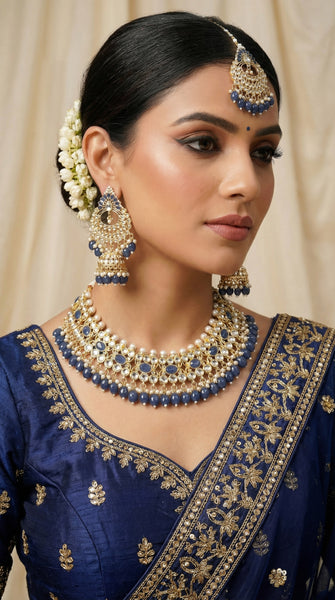 VIVAH Blue Pearl Necklace Set