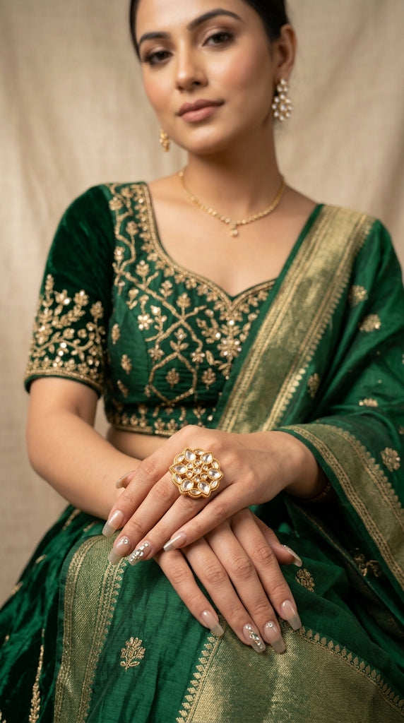 MEERA Traditional Gold Kundan Ring