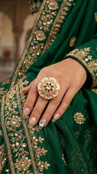 MEERA Traditional Enamel Kundan Ring
