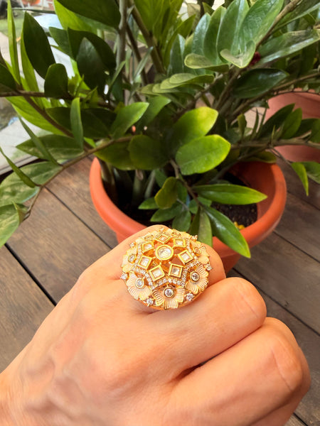 MEERA Traditional Enamel Kundan Ring