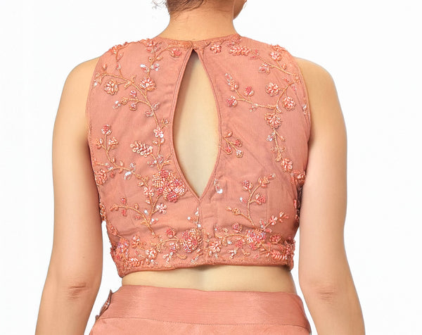 KANAYA Peach Embroidered Fusion Skirt - S