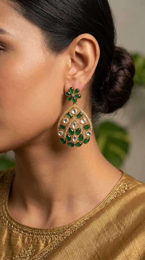 MEERA Green Antique Earrings