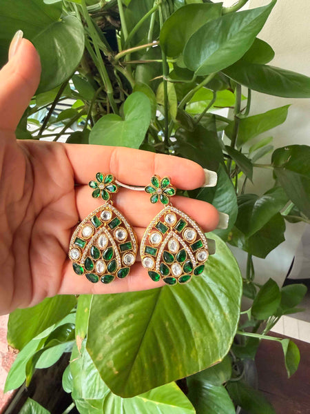 MEERA Green Antique Earrings