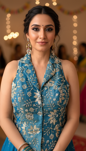 KANAYA Teal Blue Fusion Skirt - L