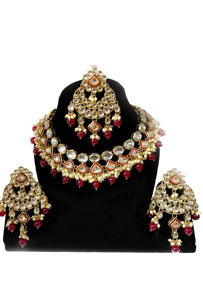 VIVAH Red Kundan Necklace Set