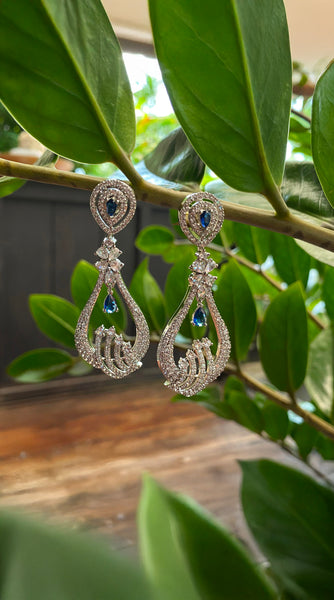 Navy Blue AD Earrings