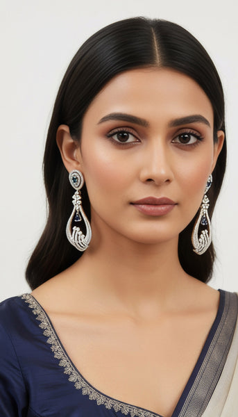 Navy Blue AD Earrings