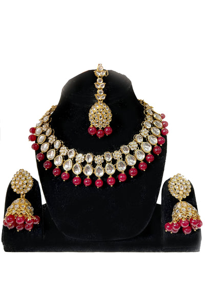 Red Light Kundan Necklace Set