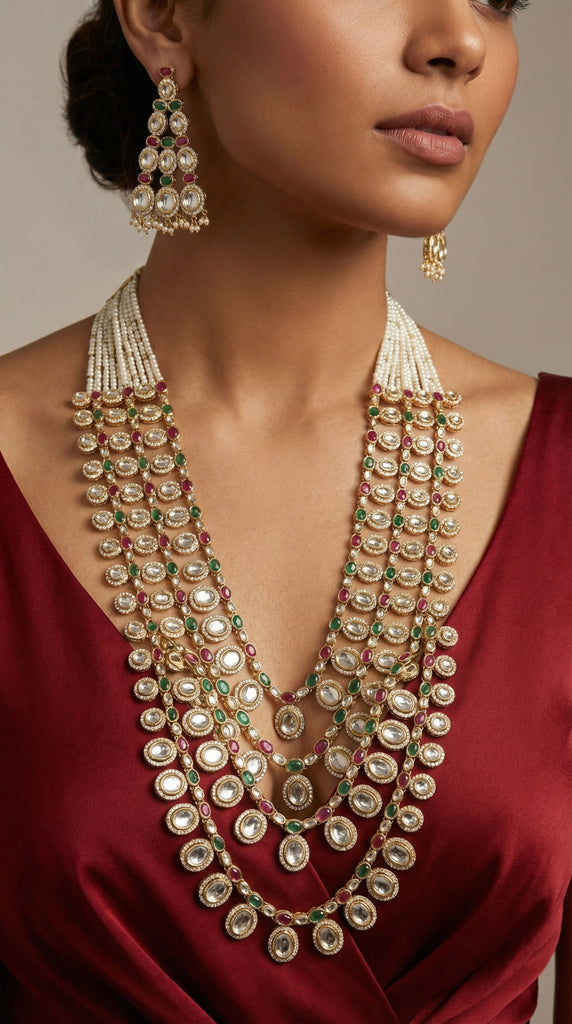 KIARA Uncut Diamond Polki Layered Necklace Set