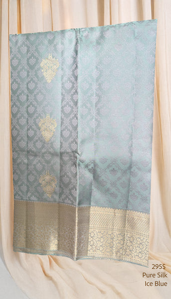 Ice Blue Pure Silk Saree