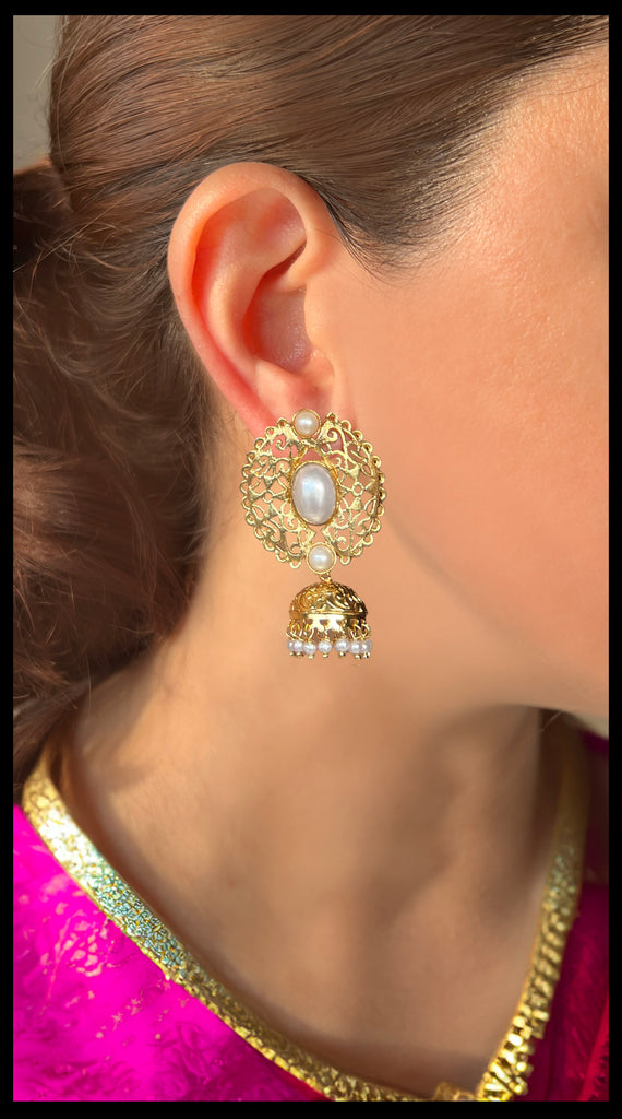 RANI Gold PearlJhumki Earring