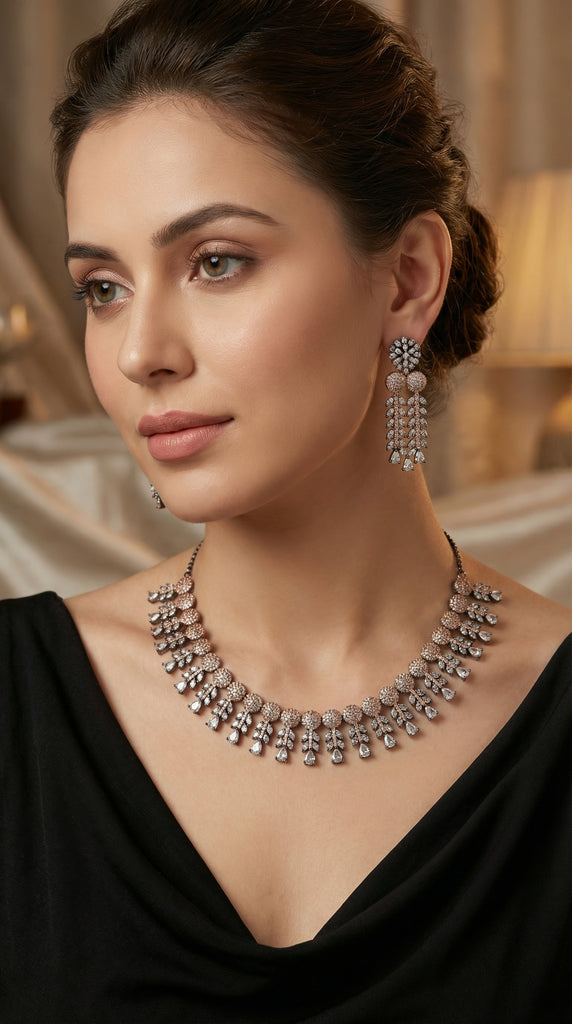 Black Rose AD Necklace Set