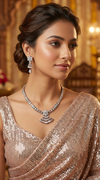 Black Rose AD Necklace Set