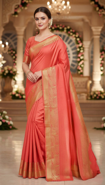 Cotton Silk Red Saree