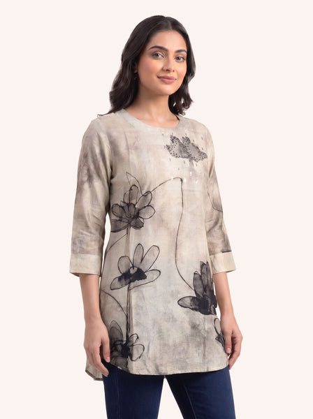 KAYA Monochrome Bloom Kurti -M/XL/3XL
