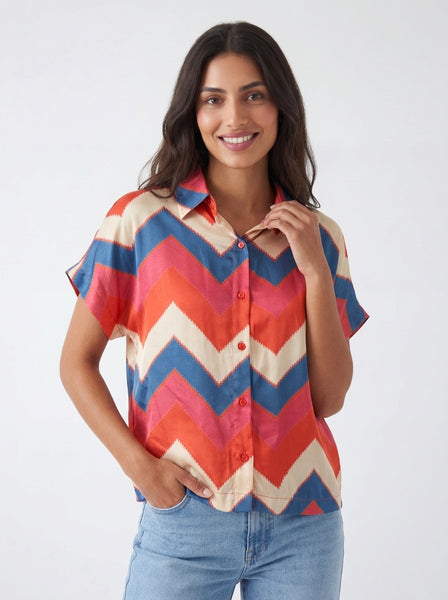 ZEN The Easy Chevron Shirt - Mustard, Coral, Purple
