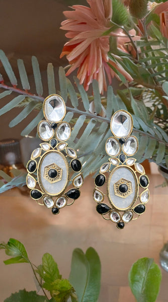 Polki Kundan Coloured Stone Earrings - 4 Shades