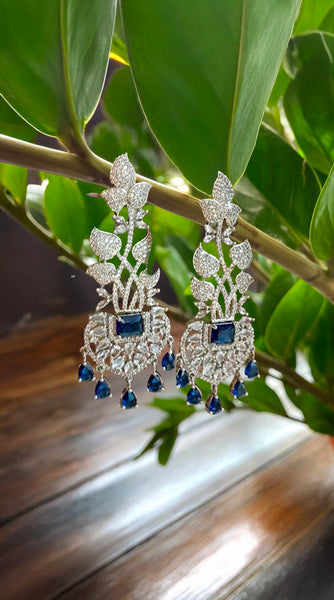 Navy Blue AD Earrings