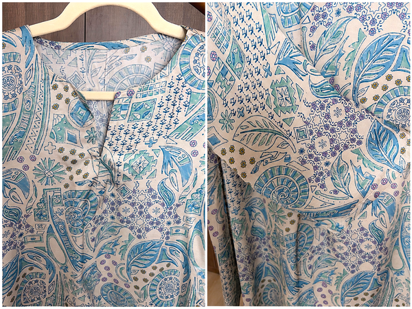 AUREVA Blue Silk Floral Co-ord - XL TO XXL