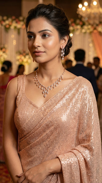 Leaf Droplets AD Necklace Set x 3 Shades