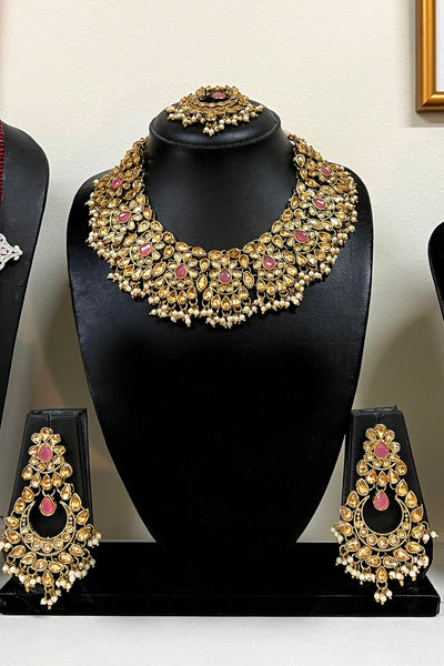 VIVAH Antique Kundan Pink Necklace Set