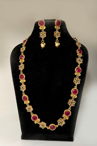 Long Gold Coloured Stone necklace set X 2 Shades