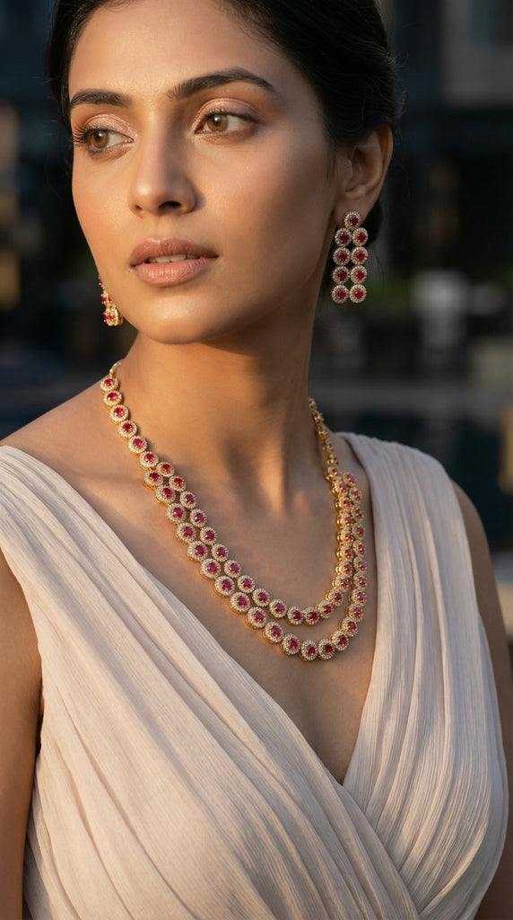 Delicate AD Layered Necklace Set X 2 Shades