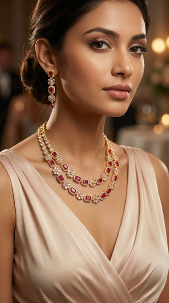 Coloured AD Necklace Set x 3 Shades