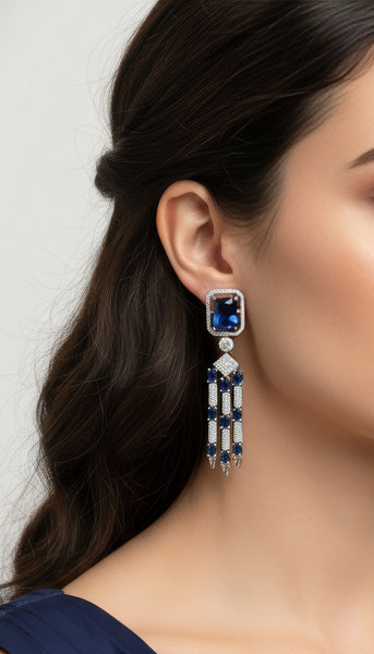 Navy Blue AD Earrings