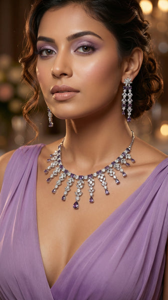 Purple Stone AD Necklace Set