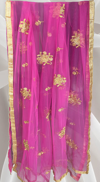 Pink Net Dupatta