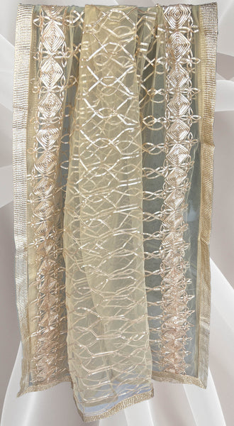 Embroidered Gold Net Dupatta