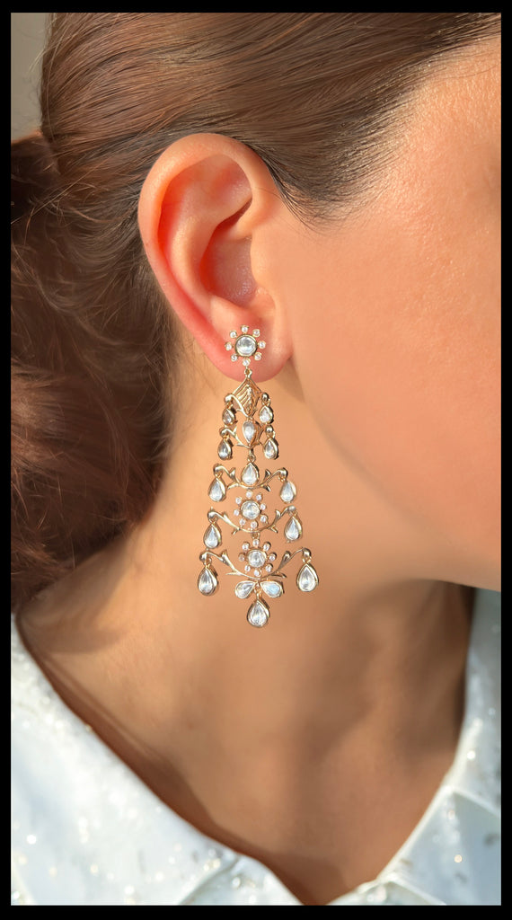 ZARA Layered Rose Gold Kundan AD Earring