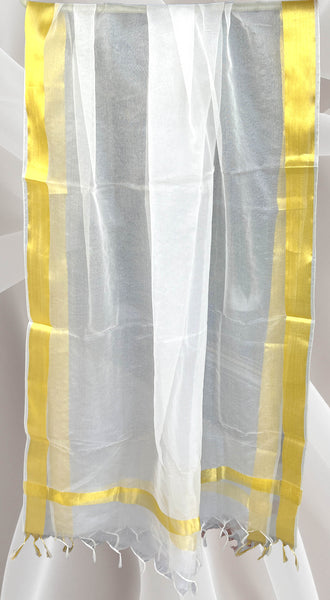 White & Gold Tissue Dupatta