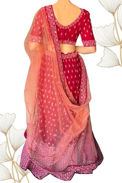 VIVAH Mirrored Red Lehenga set -M/L