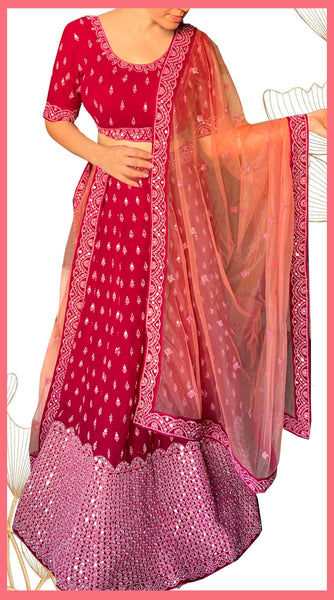 VIVAH Mirrored Red Lehenga set -M/L