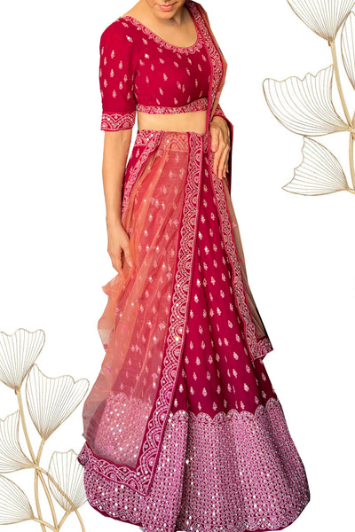 VIVAH Mirrored Red Lehenga set -M/L