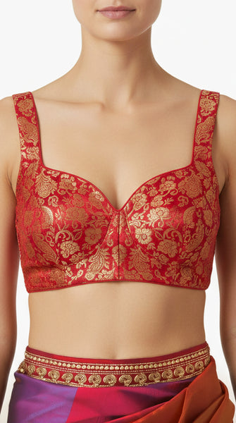 Red Brocade Blouse 34/36