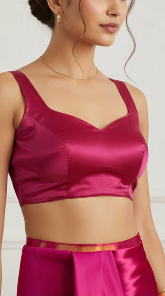 Pink Satin Silk Plain Blouse 34/36/38