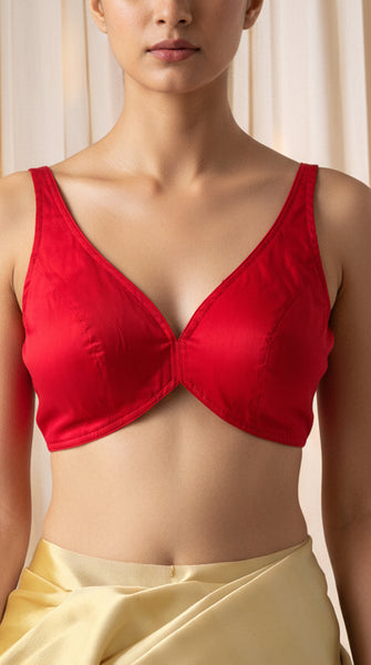 Red Silk Plain Blouse 34/36