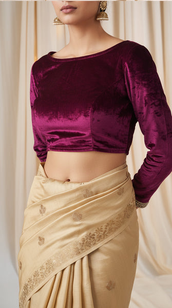 Wine Red Velvet Silk Blouse 34/36