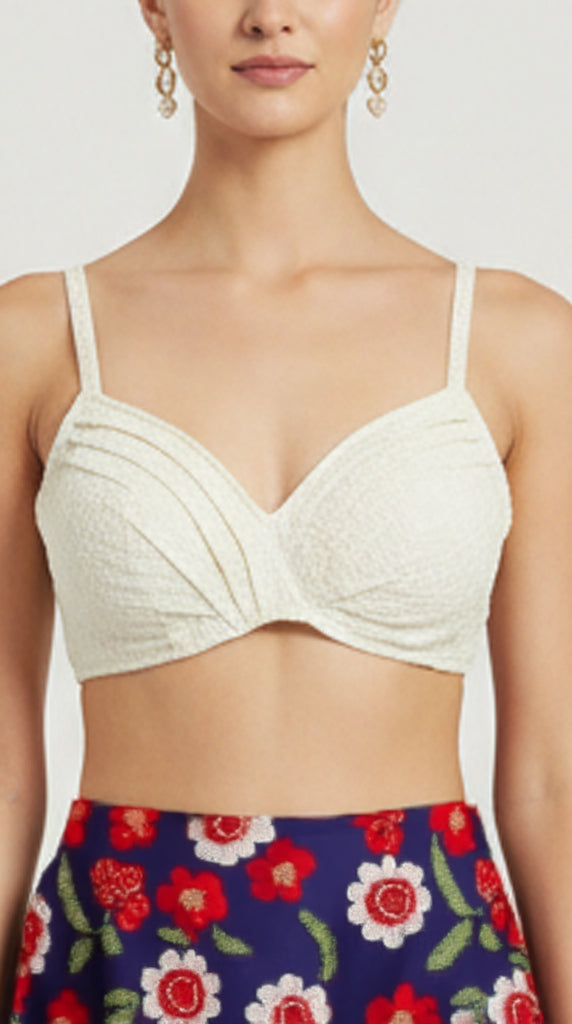 Cream Embroidered Spaghetti Strap Blouse 34/36