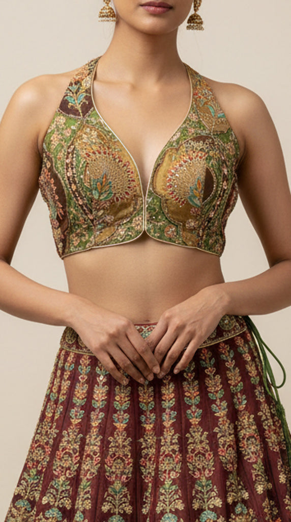 Brown Embroidered Blouse 34/36