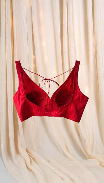 Red Silk Plain Blouse 34/36