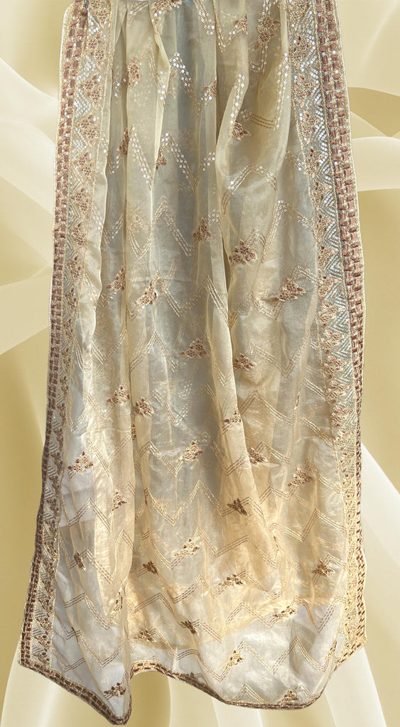 Embroidered Gold Net Dupatta