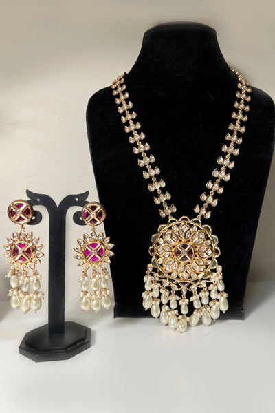 VIVAH Kundan long pearl necklace set