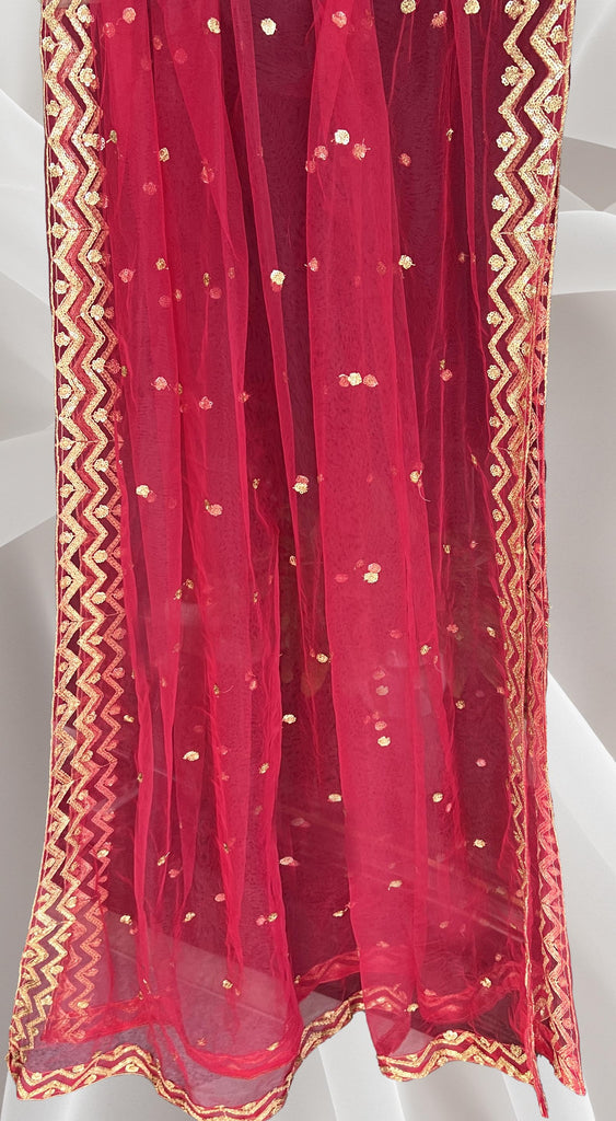 Pink Net Dupatta