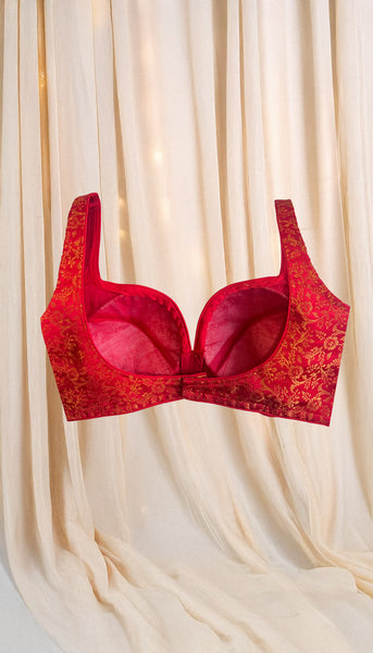 Red Brocade Blouse 34/36