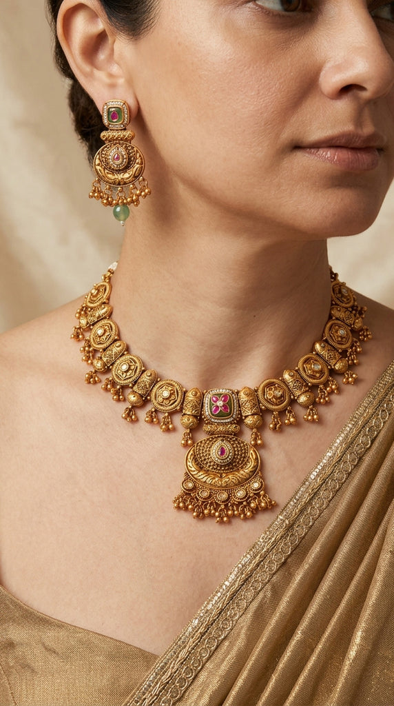 HERITAGE Gold Plated Choker Necklace Set