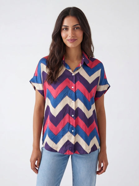 ZEN The Easy Chevron Shirt - Mustard, Coral, Purple